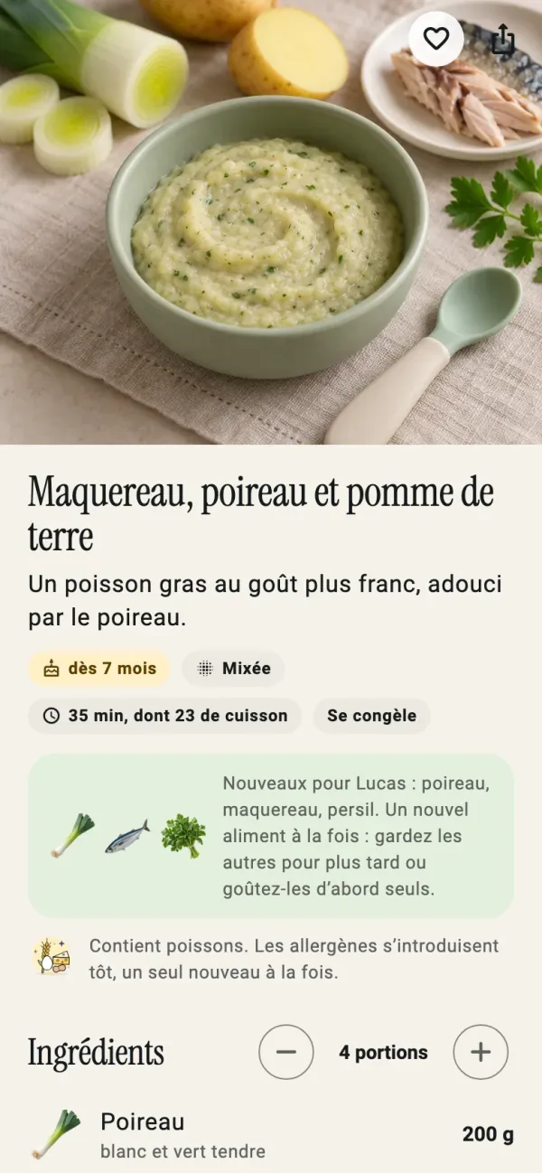 Klelia Recettes : une recette adaptée à l’âge de bébé