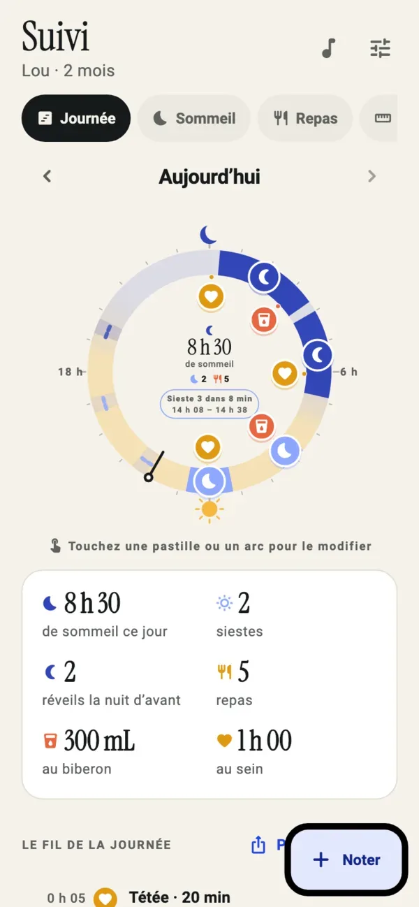 Klelia Rythme : la journée de bébé sur une horloge de 24 heures